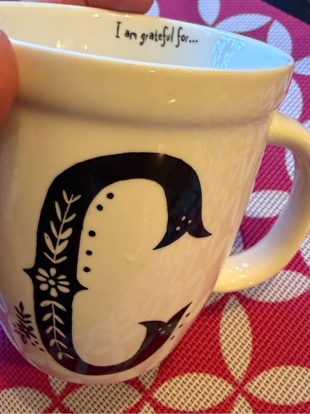 Like new Natural Life mug with folk art letter C.  Grateful.